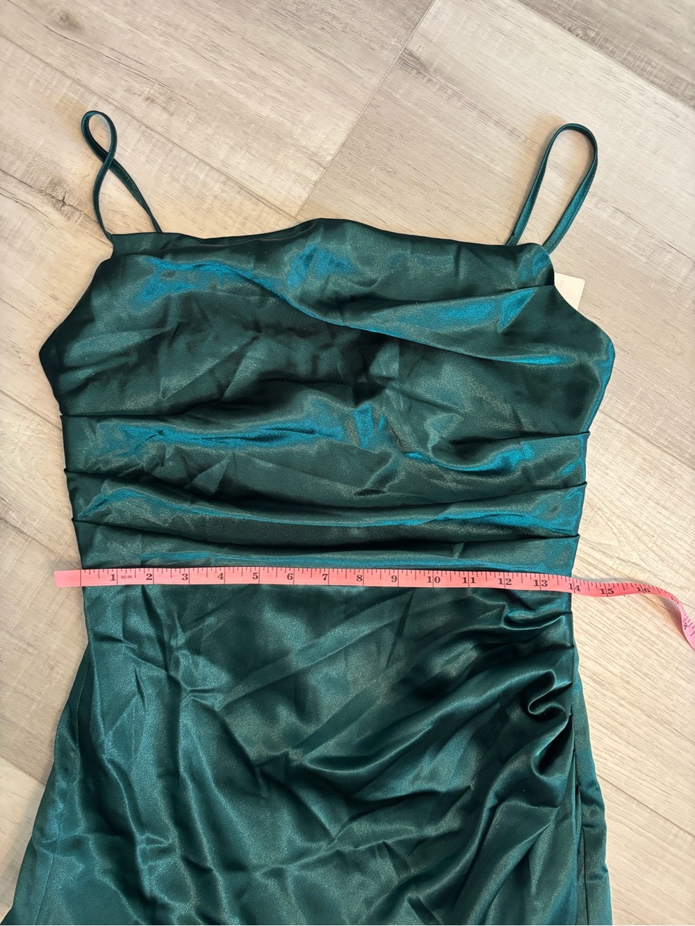 Birdy Grey Lydia Shiny Emerald Satin Bridesmaid Dress Slit NWT Medium - Picture 7 of 13